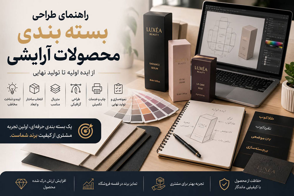 راهنمای طراحی بسته‌ بندی محصولات آرایشی؛ از ایده اولیه تا تولید نهایی
